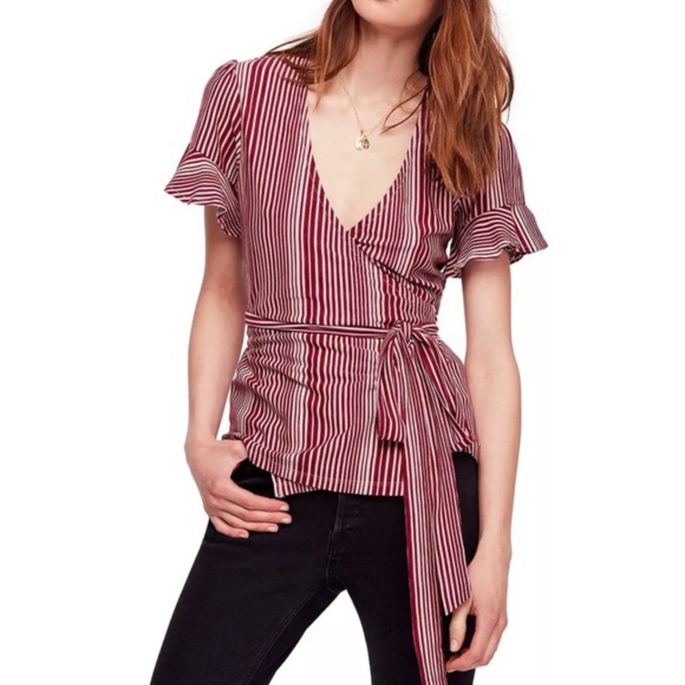 NWOT Free People striped wrap top